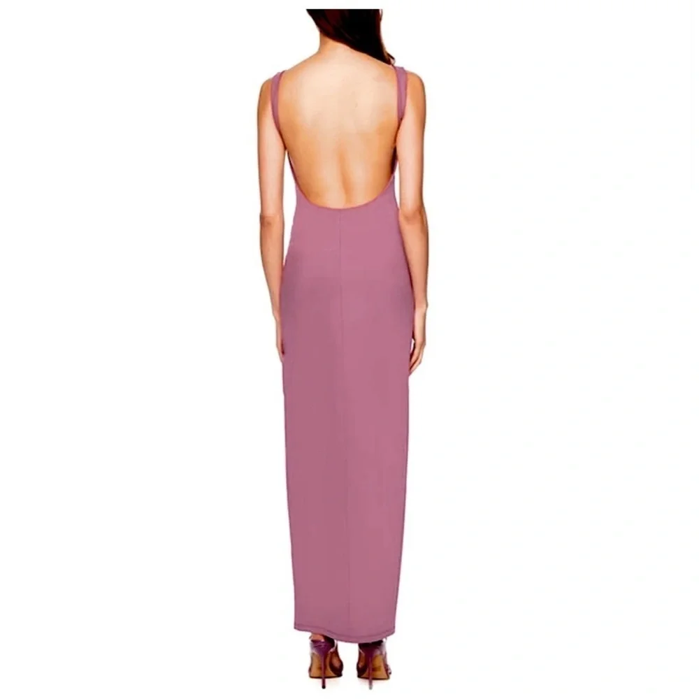 Susana Monaco Low Back Tank Slit Dress with attached body suit lining Size Med